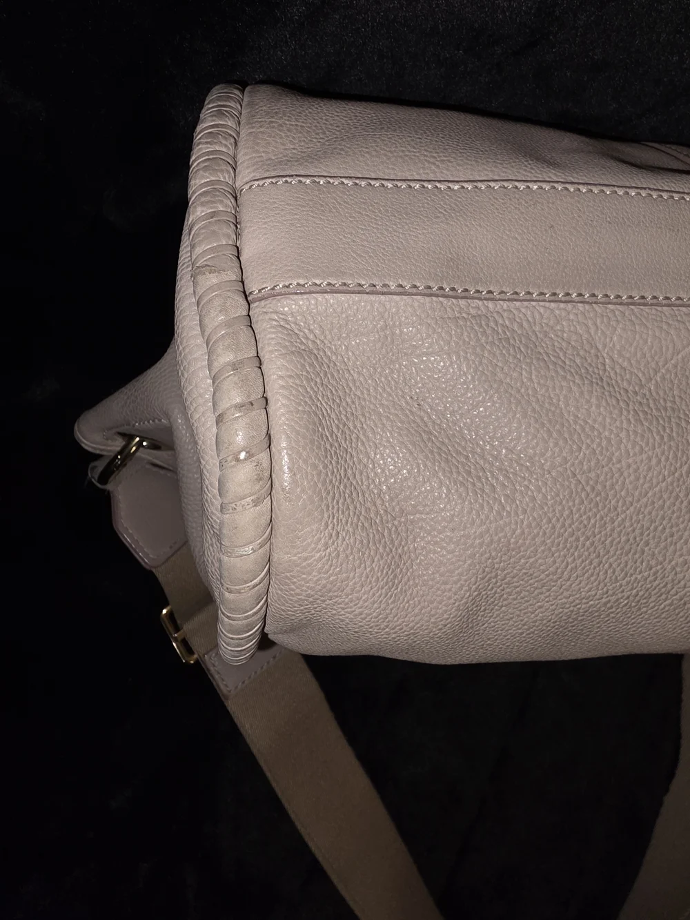 Bally Gray/Taupe Leather Shoulder Bag with Gold-Tone Hardware